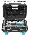 TOTAL 44PCS 1/4"+1/2" Socket set THT421441