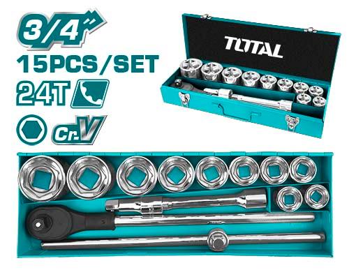 TOTAL 15Pcs 3/4" DR.Socket-Set THT341151