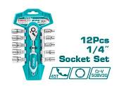 TOTAL 12Pcs 1/4 socket set THT14114126