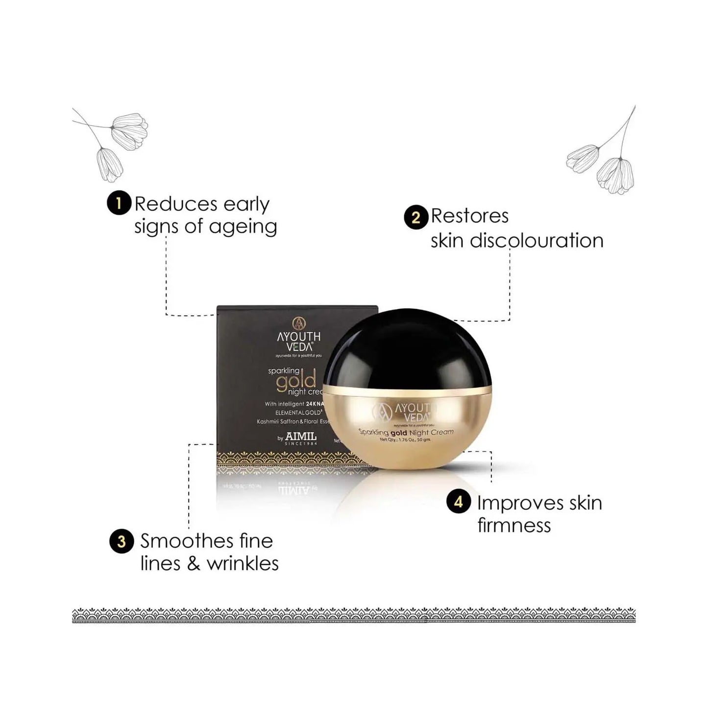 Ayouthveda Sparkling Gold Night Cream 50gm