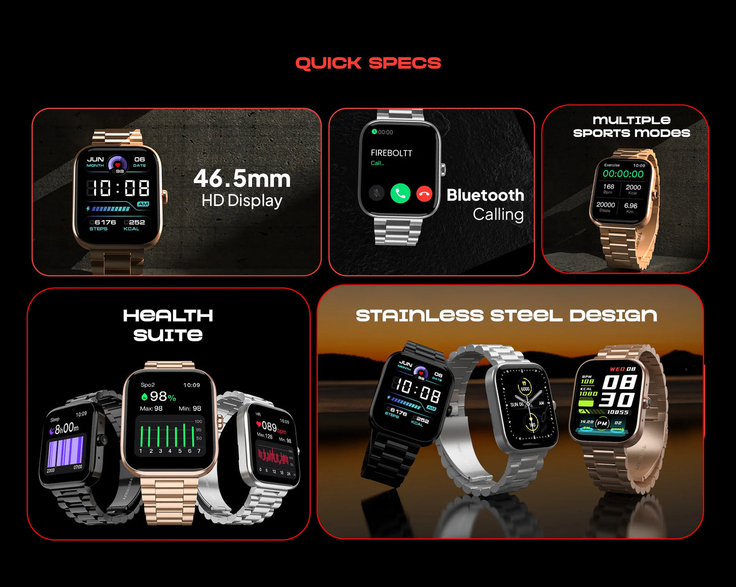 Fire-Boltt Encore Smart Watch Black SS