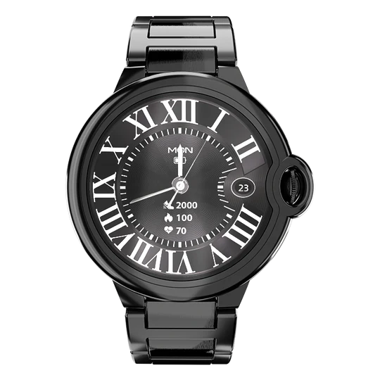 Fire-Boltt Topaz Black Leather/Stainless Steel