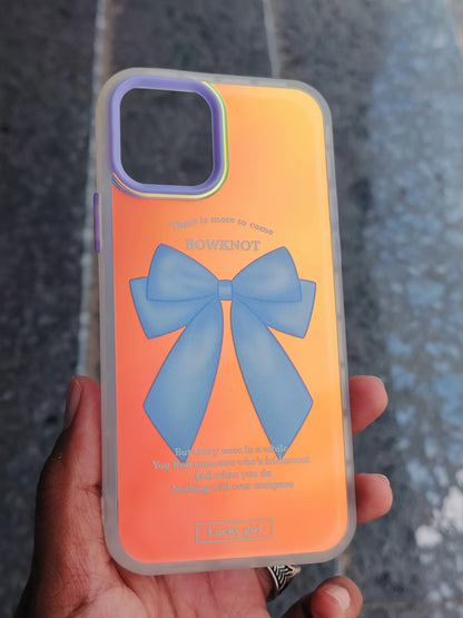 Back Case for iPhone 12 Pro for women/girls | Lucky Girl Iridescent Bowknot Case