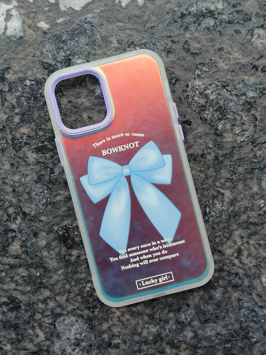 Back Case for iPhone 12 Pro for women/girls | Lucky Girl Iridescent Bowknot Case