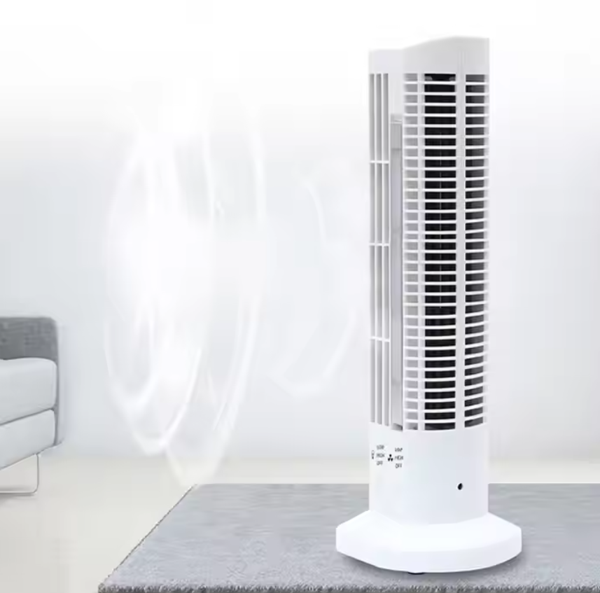 Portable USB Tower Fan with LED Light | White