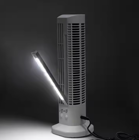 Portable USB Tower Fan with LED Light | White