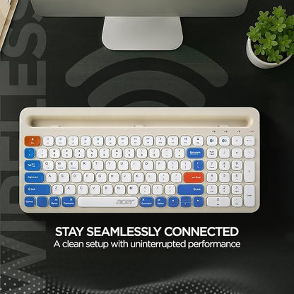 Acer SwiftPRO Multi-Device Bluetooth Wireless Keyboard with Cradle & Numpad | USB-C Rechargeable | 99 Keys, 80H Battery | Compact & Quiet | Compatible with Windows, Mac, Android, Laptop, Tablet, Phone