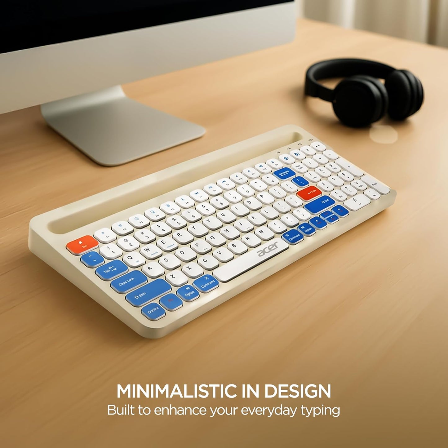 Acer SwiftPRO Multi-Device Bluetooth Wireless Keyboard with Cradle & Numpad | USB-C Rechargeable | 99 Keys, 80H Battery | Compact & Quiet | Compatible with Windows, Mac, Android, Laptop, Tablet, Phone