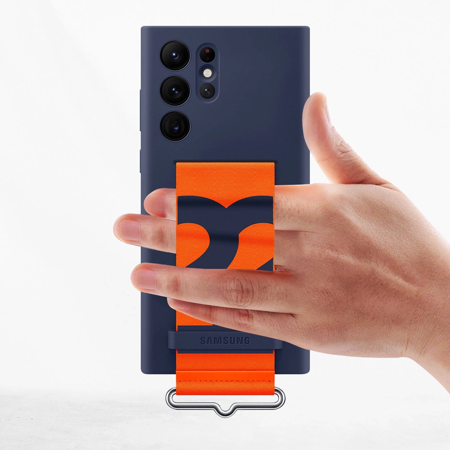 Samsung S22 Ultra Silicone Cover with Strap | Blue Orange