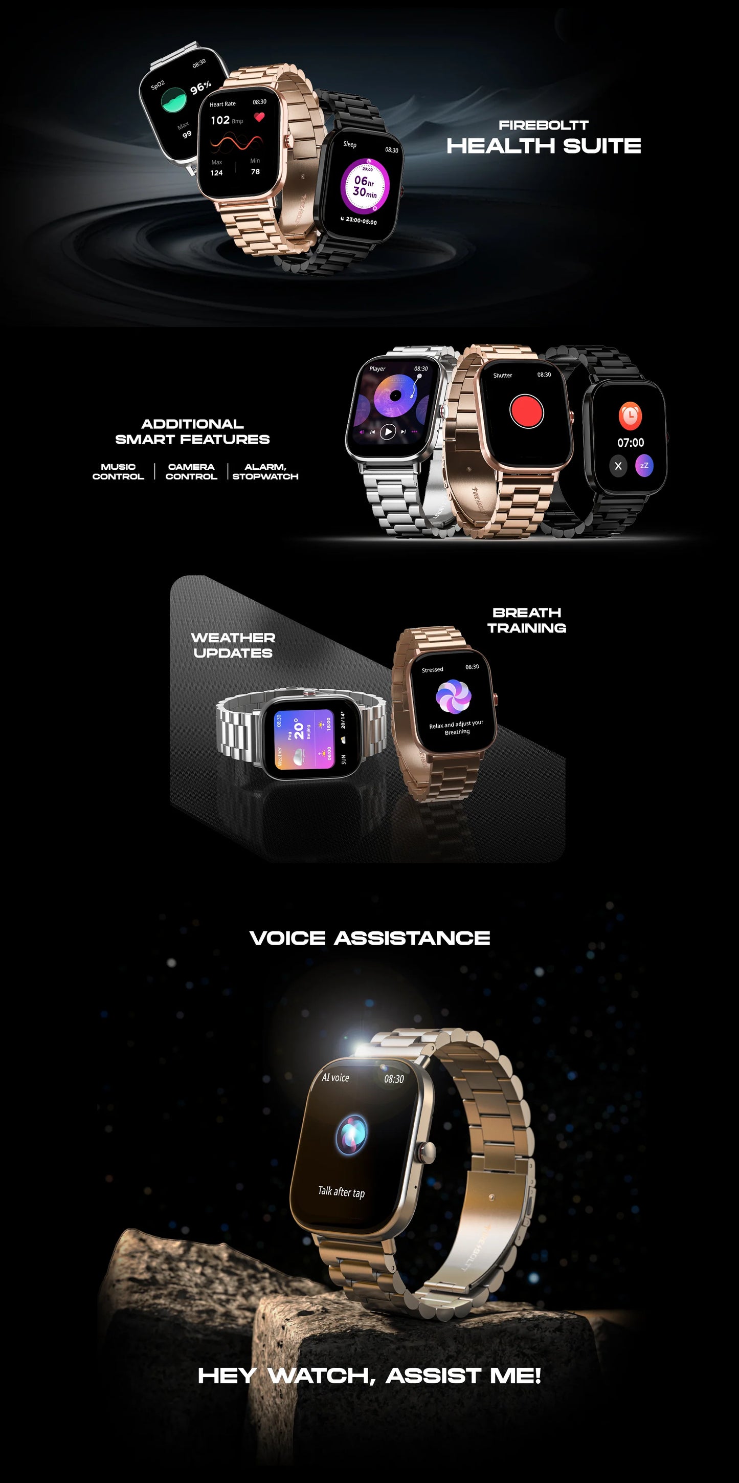 Fire-Boltt Starlight SmartWatch Black SS