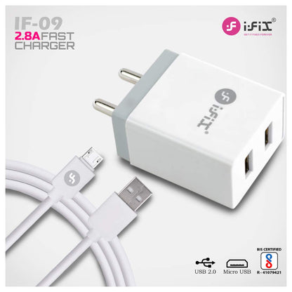 I-Fix 2.8 AMP Charger Type C With Micro USB Cable